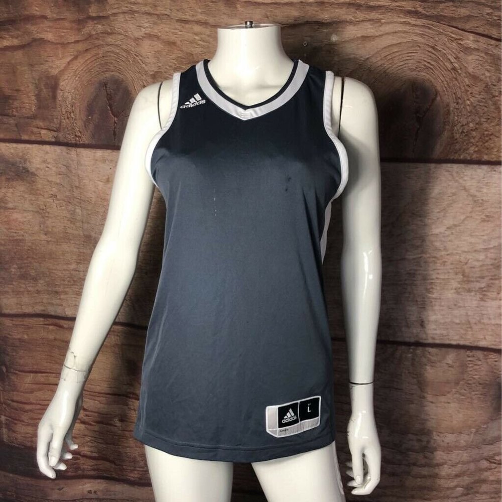 Adidas Womens Tank Top Gray V Neck Large